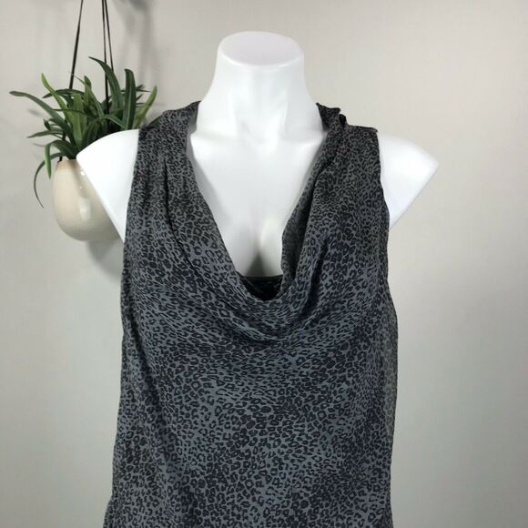Prontomoda Giusy Silk Sleeveless Blouse Leopard Drape Neck Top Italy Size S - Picture 2 of 10